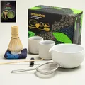 Produktbild: TEANAGOO Matcha Set mit gegossenem Spout - Bambus Whisk, Scoop, Whistle, Tee-Making Kit (7pcs) + 2 Tassen (7,2 Unzen), S3, Lt.Grey