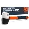 Produktbild: Presch Gummihammer Schwarz/Weiß 450g - mit Fiberglasstiel | ⌀=55mm