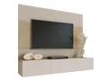 Produktbild: Mirjan24 Wohnwand Deromi, Anbauwand mit Wandpaneele und TV-Lowboard, Akustikplatten, Fernsehschrank, Schrankwand, Mediawand, TV-Lowboard (Sandbeige + Eiche Cremona, ohne Hängeregal)