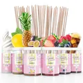 Produktbild: Belissia Aromazucker | 250g Zuckerwatte Zucker mit Partyset 6 x | Intensiver Aromazucker für jede Zuckerwattemaschine | Geeignet für Dessert, Popcorn, Slush, Cocktails uvm. | Inklusive 100 Stäbchen