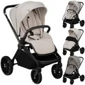 Produktbild: Lionelo Mika Plus Universal-Buggy bis zu 22kg Hohe Manövrierfähigkeit XXL-Verdeck mit UPF50+ Beige