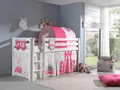 Produktbild: Vipack Hochbett Pino, Spielbett massiv Kiefer, stabil gebaut, 3 Korpusfarben zur Wahl (inkl. Rolllattenrost, Leiter und Absturzschutz, mit oder ohne Rutsche) Textil-Set 