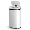 Produktbild: Juskys Mülleimer Küche mit Bewegungssensor Weiß 60L - Eckiger Abfalleimer mit Klemmring für Müllbeutel - Rostfreier Stahl - Kontaktloses Entsorgen