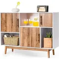 Produktbild: COSTWAY Sideboard mit 6 Fächerr und Türen, Standregal Kommode Bücherschrank, 95 cm x 31 cm x 76 cm