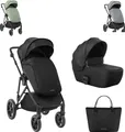 Produktbild: Kikkaboo Kinderwagen Thea 2 in 1 EVA-Räder verstellbarer Schiebegriff Babywanne schwarz