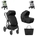 Produktbild: Kikkaboo Kinderwagen Thea 2 in 1 EVA-Räder verstellbarer Schiebegriff Babywanne schwarz