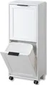 Produktbild: KESPER Küchenwagen mit 2 Abfalleimern - Mülleimer – 2 Klappfächer – weiß – – 2 Rollen feststellbar – 36 x 24 x 94 cm – Mülltrennung – 2553013