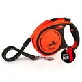 Produktbild: flexi® Xtreme L | 5m Gurt Roll-Leine für Hunde bis 65 kg | schwarz/orange | ausziehbare Hundeleine | Gewicht 485.0 gr | Maße 13.6 x 19.2 cm