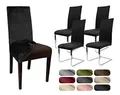 Produktbild: BEAUTEX 4er Set LEA Stuhlhusse, elastische Uni Stretch-Husse aus Samt Mikrofaser Farbe wählbar (Schwarz)