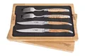 Produktbild: Laguiole en Aubrac 2er-Besteck Set Olivenholz mit matten Klingen, Original aus Frankreich, in schöner Aufbewahrungsbox aus Holz