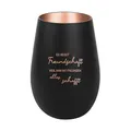 Produktbild: Der-Porzellan-Laden Windlicht mit Gravur Es heißt Freundschaft, Schwarz Bronze, Teelichthalter aus Glas mit Spruch, Tischdeko modern