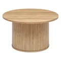 Produktbild: Couchtisch Kaffeetisch Wohnzimmertisch Geriffelt Rund Holzoptic beige 70x70x40cm