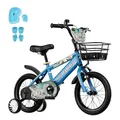 Produktbild: Habib Jungenfahrrad Dino-Edition 12 Zoll | Komplettset mit Schutz-Set, Korb & Pumpe | Kinderfahrrad mit Stützrädern & Handbremse für Jungen ab 3 Jahre - (Blau)