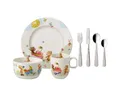 Produktbild: Villeroy & Boch Kindergeschirr-Set Hungry as a Bear, Porzellan, rostfreier Edelstahl 18/10, 7-tlg.