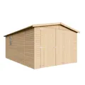 Produktbild: TIMBELA M101 Holzgarage - Abstellraum mit Fenstern - H222x516x324 cm/15 m² Shiplap-Schuppen aus Naturholz - Gartenwerkstatt - Auto- und Geräteschuppen