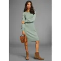Produktbild: Strickkleid LAURA SCOTT, Damen, Gr. 34, N-Gr, grün (salbei), Strick, Obermaterial: 50% Viskose, 26% Polyamid, 24% Polyester, clean, unifarben, figurbetont kurz, Rundhals, Raglanärmel angesetztes Bündchen, Kleider Strickkleid, mit Schnürdetail aus Viskosemischung, Topseller