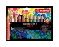 Produktbild: STABILO Buntstift STABILO woody 3 in 1 ARTY Buntstift - 10 mm - 10er Set + Spitzer