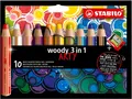 Produktbild: STABILO - Buntstift, Wasserfarbe & Wachsmalkreide - woody 3 in 1 - ARTY - 10er P
