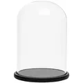 Produktbild: Belle Vous Glas Glocke Glaskuppel Groß mit Holzboden Schwarz – 30cm Dekorative Glashaube als Tischdeko, Deko Glas Kuppel Transparent Glasglocke, Glass Dome Cloche mit Boden für Lichter, Deko