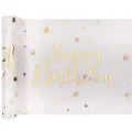 Produktbild: (1qm = 5,99EUR) Tischläufer Happy Birthday,weiß-gold, festlich,30cm x 5m