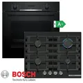 Produktbild: BOSCH Gasherd-Set Gas Autark Elektro Backofen Schwarz Teleskop + GAS Kochfeld Glas, mit 1-fach-Teleskopauszug, -Reinigungsassistent: Weniger Reinigungsaufwand dank neuer Reinigungsoption speziell für leichte Verschmutzungen. schwarz