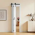 Produktbild: VEVOR Faltbare Schiebetür im Scheunentor-Stil 609x2134 mm aus MDF, mit Beschlagsatz & Platzsparendem H-Rahmen-Design, Faltschiebetür für Schlafzimmer Wohnzimmer Weiß (Montage erforderlich)