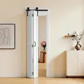 Produktbild: VEVOR Faltbare Schiebetür im Scheunentor-Stil 609x2134 mm aus MDF, mit Beschlagsatz & Platzsparendem H-Rahmen-Design, Faltschiebetür für Schlafz... - Weiß