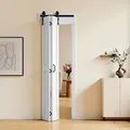 Produktbild: VEVOR Faltbare Schiebetür im Scheunentor-Stil 609x2134 mm aus MDF, mit Beschlagsatz & Platzsparendem H-Rahmen-Design, Faltschiebetür für Schlafzimmer Wohnzimmer Weiß (Montage erforderlich)