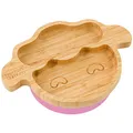 Produktbild: bamboo bamboo Baby Teller Kinderteller, Kindergeschirr mit Saugnapf, Bambus Babyteller mit sicherem Saugnapf, Sugnapf Teller Baby ab 6 Monaten (Lamm, Rosa)
