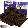Produktbild: Filzada® Filzgleiter Selbstklebend Set 106 Stück (Eckig und Rund) - Braun - Profi Möbelgleiter Filz Mit Idealer Klebkraft
