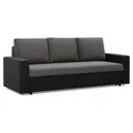 Produktbild: Mebligo - Sofa Dreisitzer Wohnzimmer mit Schlaffunktion, Bettkasten und Kunsteleder 220x92x92 (BxHxT) Grau und Schwarz Luna, Schlafsofa Platzsparend, Schlafcouch, Sofabett, Sofa Bed, Bettsofa