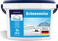 Produktbild: Plid Wandfarbe Schneeweiß 5L – für ca. 30m² / Innenfarbe Weiß mit hoher Deckkraft – matte Dispersionsfarbe, spritz- & geruchsarm