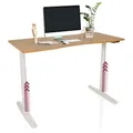 Produktbild: hjh OFFICE Schreibtisch höhenverstellbar, elektrisch 140x70 cm Stand PRO R Schreibtisch abgerundet mit Memory-Funktion, inkl. ergonomischen Modus, Eiche/Weiß