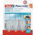 Produktbild: Tesa Selbstklebehaken Chrom eckig 3 Stück mit 4 x Powerstrips Small