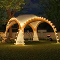 Produktbild: LED Event Pavillon 3,6 x 3,6m DomeShelter Garten Pavillion inkl. Solarmodul Pavilion Designer Gartenzelt Camping Pavilon Partyzelt mit Beleuchtung ... - Orange