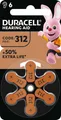 Produktbild: Duracell Batterie Zinc Air, 312, 1.4V Easy Tab, Retail Blister (6-Pack) Hörgerätebatterie 167247