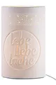 Produktbild: GILDE Porzellan Lampe - Tischlampe Ellipse lebe liebe lache - Dekoration Wohnzimmer - Geschenk weiß Höhe 28,5 cm