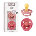 Produktbild: BIBS Colour Schnuller 2er-Pack, BPA-frei, Kirschform Nippel. Naturkautschuk/Latex, Hergestellt in Dänemark, Größe 1 (0-6 Monate), Dusty Pink/Cora