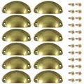Produktbild: Yosawo 12 Stück Muschelgriff Schubladen Griffe Schrankknöpfe Retro Schranktürgriff für Möbel Halbmondsichel Knopf aus Metall (Messing)