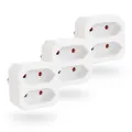 Produktbild: 3X Doppelstecker für Steckdose 2fach bis zu 1100W - Steckdosenadapter Weiß Zw...