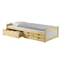 Produktbild: IDIMEX Bett mit Stauraum Andrea Kiefer massiv Weiss/Natur 90x200 cm, Gästebett Tagesbett, 4 Schubladen