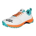 Produktbild: DSC Jaffa 22 Cricketschuhe, Farbe: Weiß/Orange, Größe: 9 UK/10 US/43 EU, für Herren und Jungen, Material: Mesh, atmungsaktives Mesh, rutschfeste Sohle für verbesserte Haltbarkeit für Stabilität