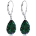Produktbild: 925 Silberohrringe Grün Silberohrhänger mit Markenkristallen Tropfen Ohrhänger Silber NOBEL SCHMUCK