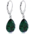 Produktbild: 925 Silberohrringe Grün Silberohrhänger mit Markenkristallen Tropfen Ohrhänge...