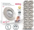 Produktbild: B.K.Licht LED Einbauleuchte 12er Set Einbaustrahler, Schwenkbar, Deckenspots, flache Spots, LED fest integriert, Warmweiß, 3.000K, 480Lm, 4,9W, Kunststoff, 9 x 2,4 cm, Nickel