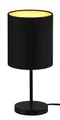 Produktbild: Reality Leuchten Tischleuchte Jerry R50491080, Metall Schwarz matt, Stoffschirm schwarz/goldfarbig, exkl. 1x E14