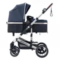 Produktbild: Daliya® NEOMOVE 2in1 Kinderwagen | Babywanne & Sportsitz in einem | Buggy | Alu-Rahmen Reisekinderwagen | Kombikinderwagen mit großen Einkaufskorb | für Stadt und Gelände | Sicher & Komfortabel (Rahmen: Silber, Stoff: Blau)