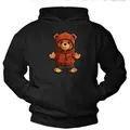 Produktbild: MAKAYA Kapuzenpullover Teddybär Herren Teddy Pullover mit Kapuze Pulli Jungen Sweatshirt mit Druck Print schwarz S