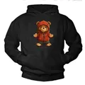 Produktbild: MAKAYA Hoodie mit Teddybär Motiv Pullover mit Teddy Bär Sweatshirt Kapuzenpullover Herren Damen Kinder Jungen Mädchen Schwarz S