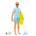 Produktbild: Barbie Ken - Blonde Puppe mit blauem Hemd und Badehose, Strand-Accessoires und W